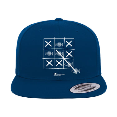 Fish Tick Tack Toe Embroidered Flat Bill Cap